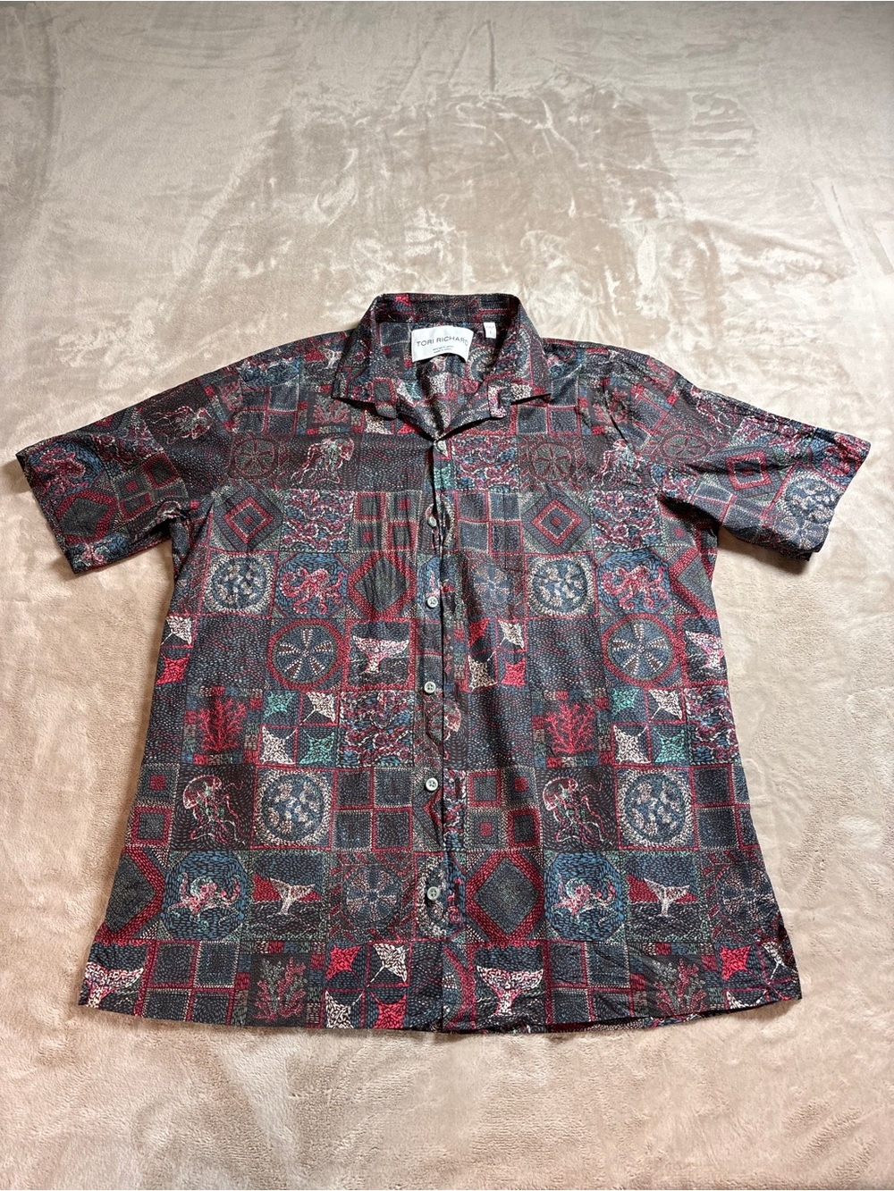 Tori Richard Men's Short-Sleeve Button-Up Shirt - Black, Red, Green